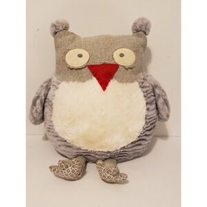 PIER 1 One IMPORTS Roxie Gray Owl 16" Plush Stuffed Animal Soft Pillow Tweed